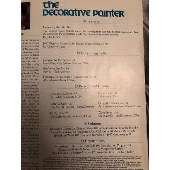 1997 The Decorative Painter Magazine Issue 3 May-June Painting Projects Patterns - Picture 3 of 11